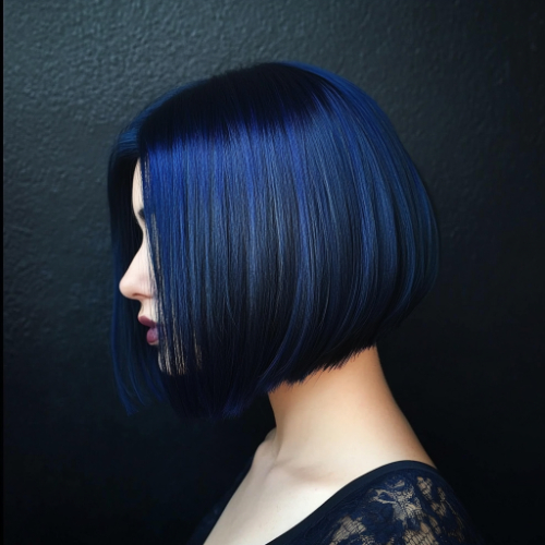 youthful blue bob cut