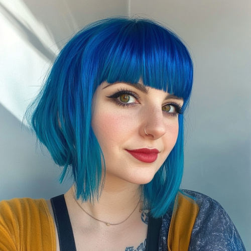 modern blue bob look