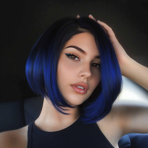 playful blue bob hairstyle