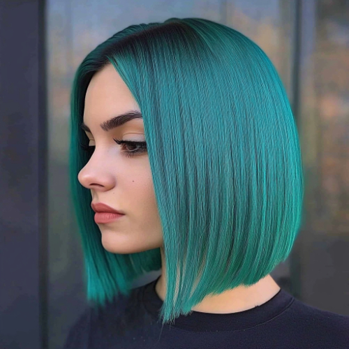 vibrant green bob hairstyle