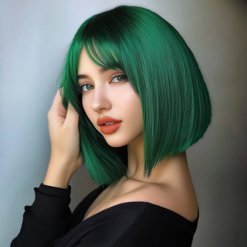 cool green bob haircut