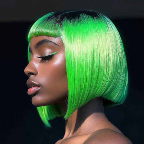 chic green bob hairstyle