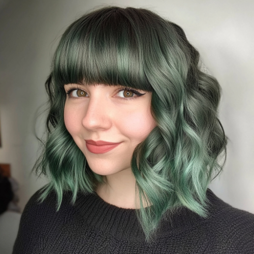 elegant green bob look