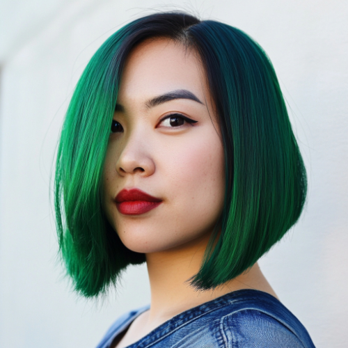 modern green bob hairstyle