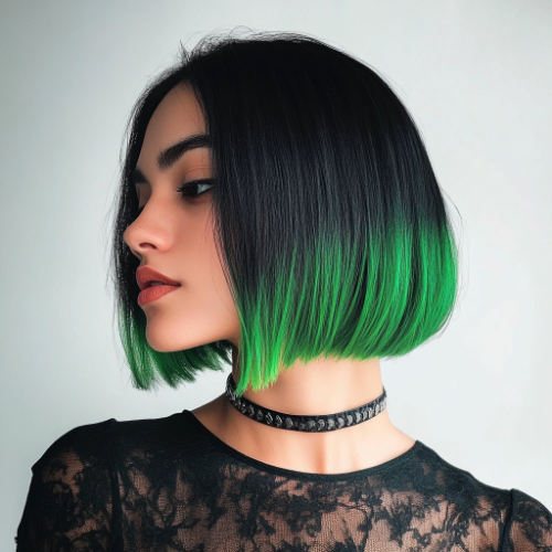 stylish green bob haircut