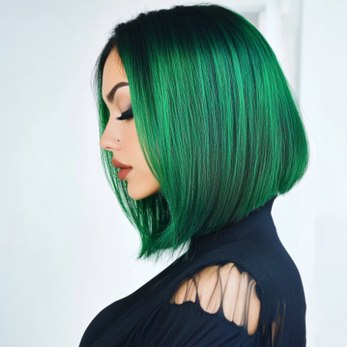 eye-catching green bob hairstyle