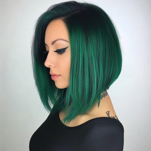 bold green bob look