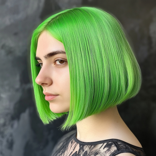 fresh green bob haircut