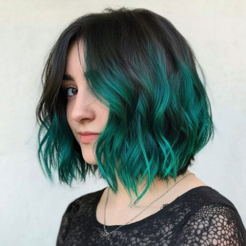 playful pastel green bob hairstyle