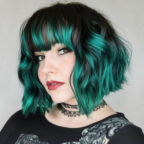 trendy light green bob cut