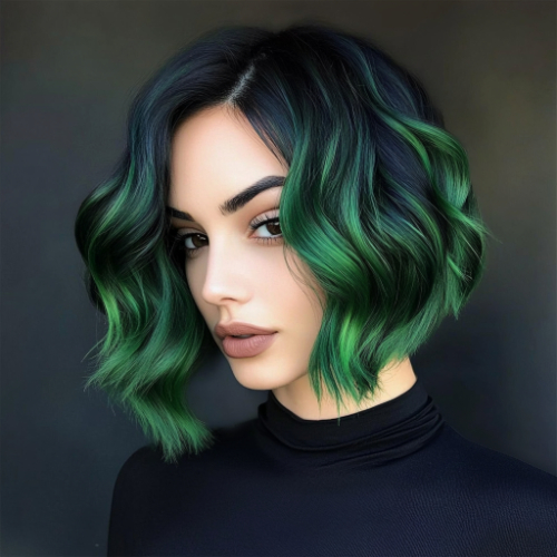 elegant seafoam green bob