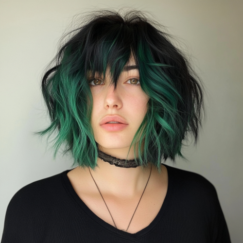 modern green bob hairstyle