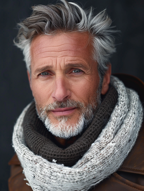 trendy men's haircut salt-and-pepper