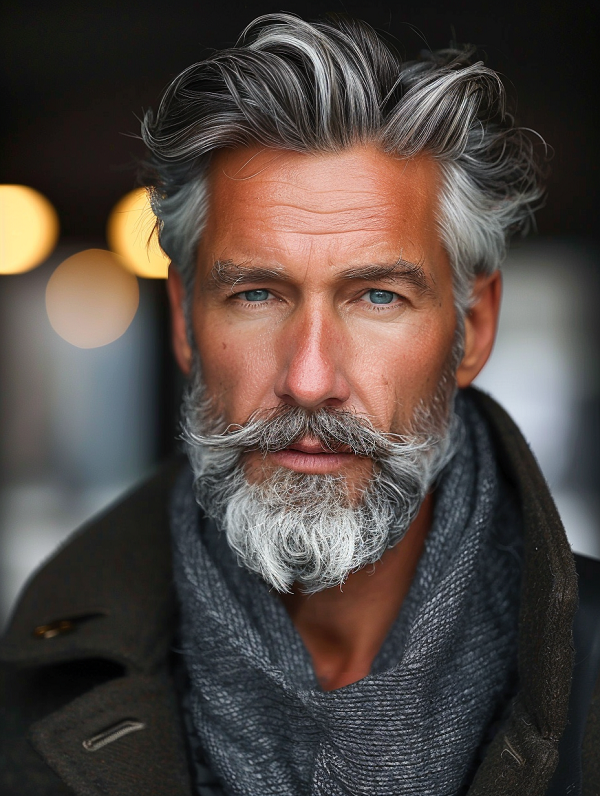 trendy men's haircut with beard